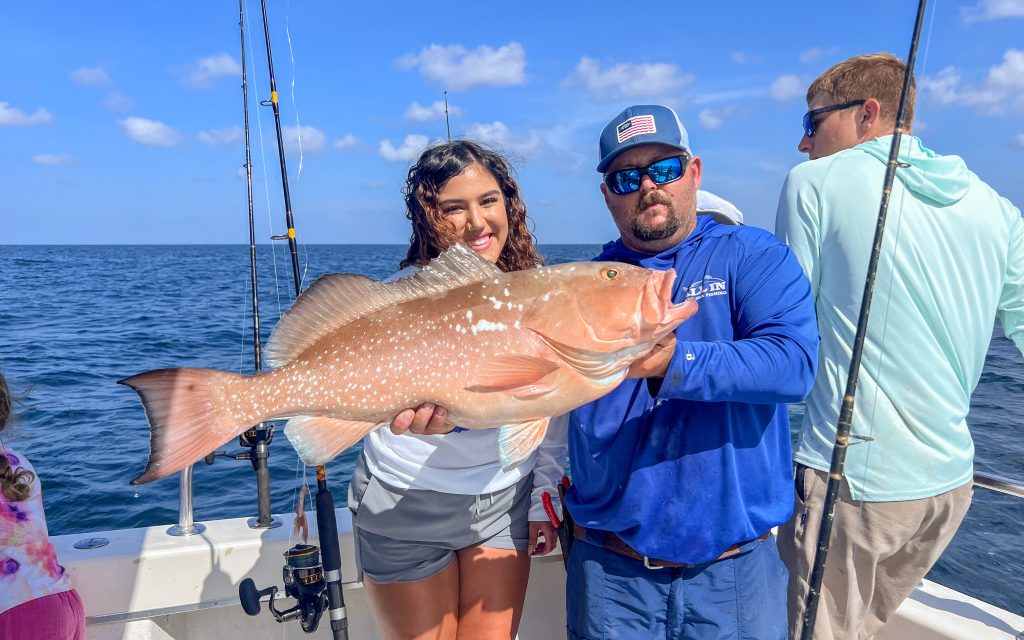 Female Angler with recent deep sea fishing trip on A&B ChartersCharters